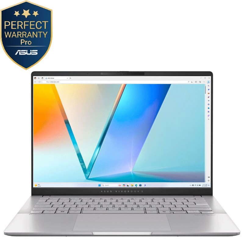 حاسوب ASUS VivoBook S14 M5406UA-QD055W، AMD Ryzen 9- 8945HS، 16GB RAM، 512 SSD، AMD Radeon، 14 WUXGA، Win 11 – فضي